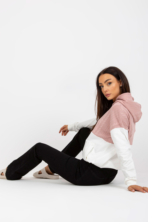 Rozā un baltā kapuce ar kabatām RUE...