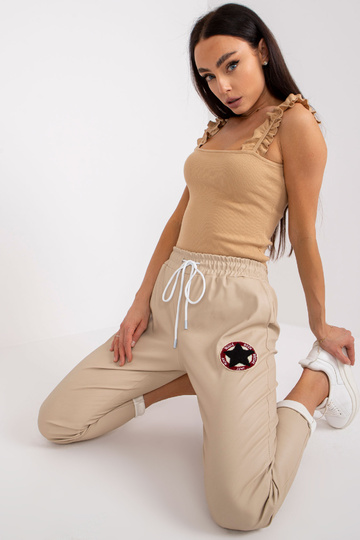 Bēšas bikses no eko ādas ar... 2