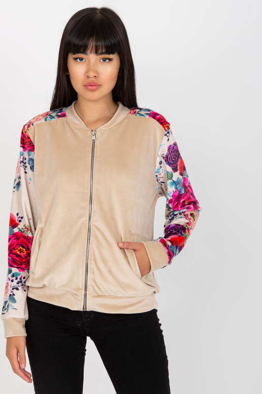 Bēša velūra bomber džemperis ar... Bēša velūra bomber džemperis ar...