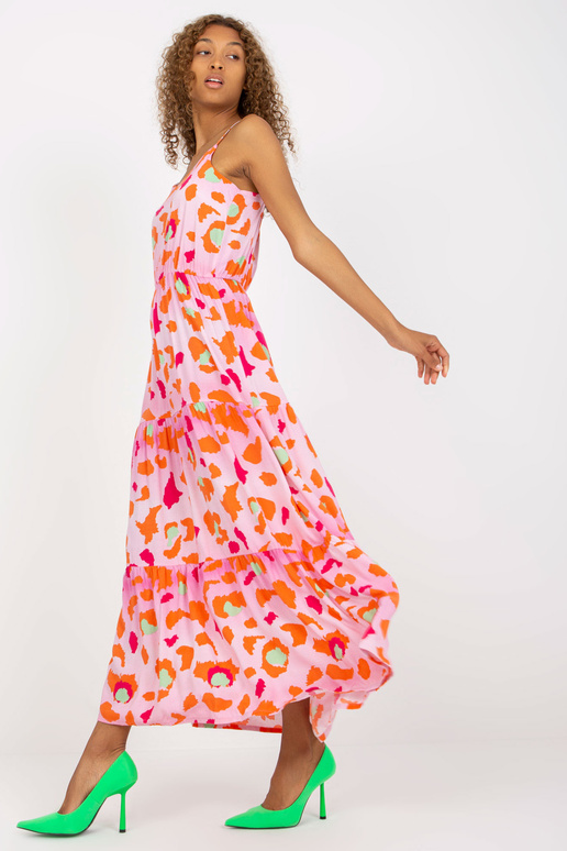 Gaiši rozā maxi kleita ar volāniem un...