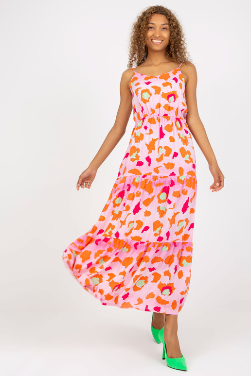 Gaiši rozā maxi kleita ar volāniem un...