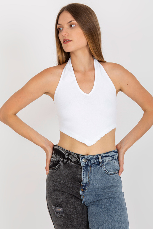 Balts kokvilnas crop top basic ar...