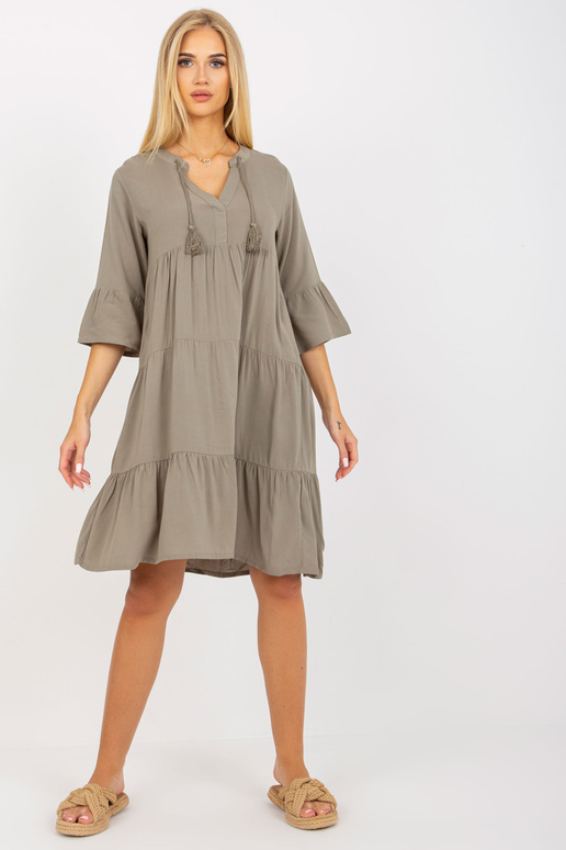 Haki krāsas viskozes kleita ar...