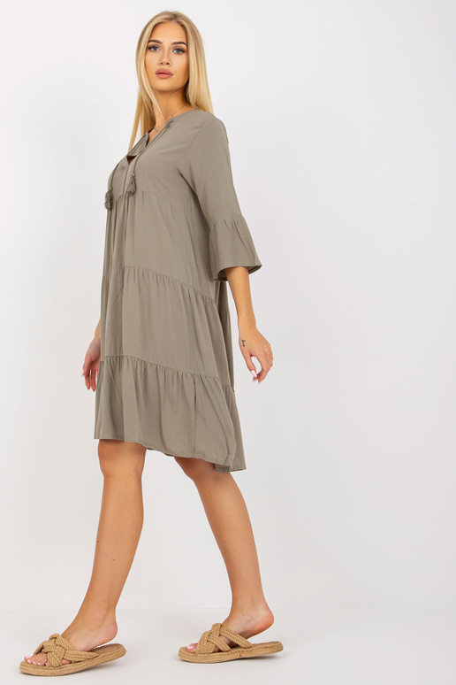 Haki krāsas viskozes kleita ar...