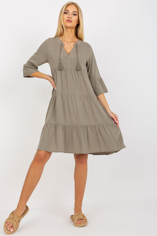 Haki krāsas viskozes kleita ar...