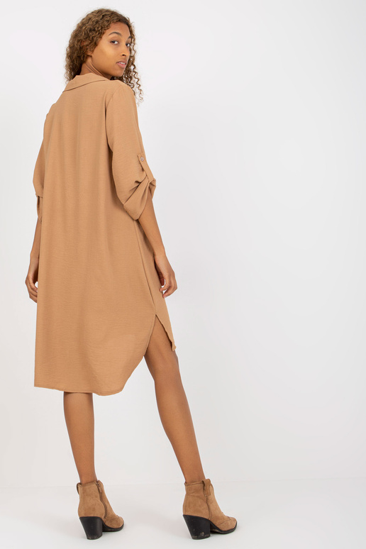 Kamieļa viena izmēra kreklkleita ar V...