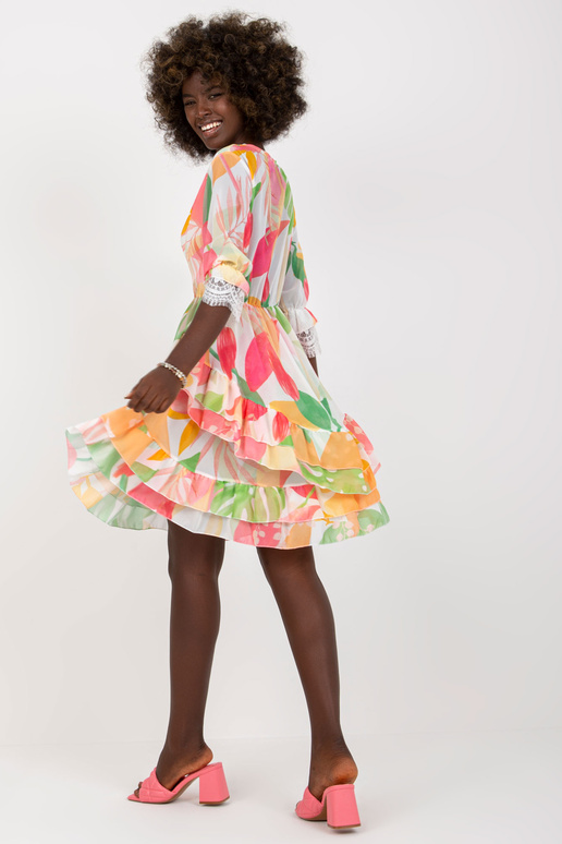 Rozā un zaļā uzliesmojuma kleita ar...