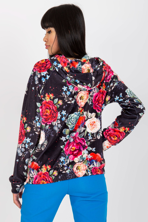 Melns velūra ziedu džemperis RUE PARIS Melns velūra ziedu džemperis RUE PARIS