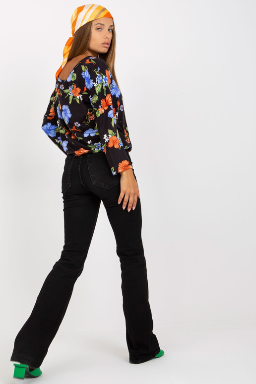 Tumši tumši zila blūze ar ziedu...