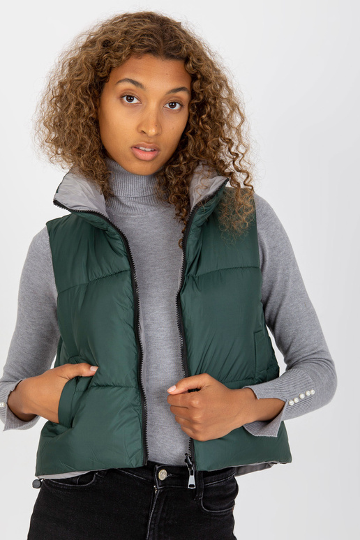 Tumši zaļa īsa dūnu veste ar vatējumu