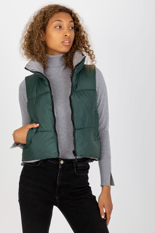 Tumši zaļa īsa dūnu veste ar vatējumu