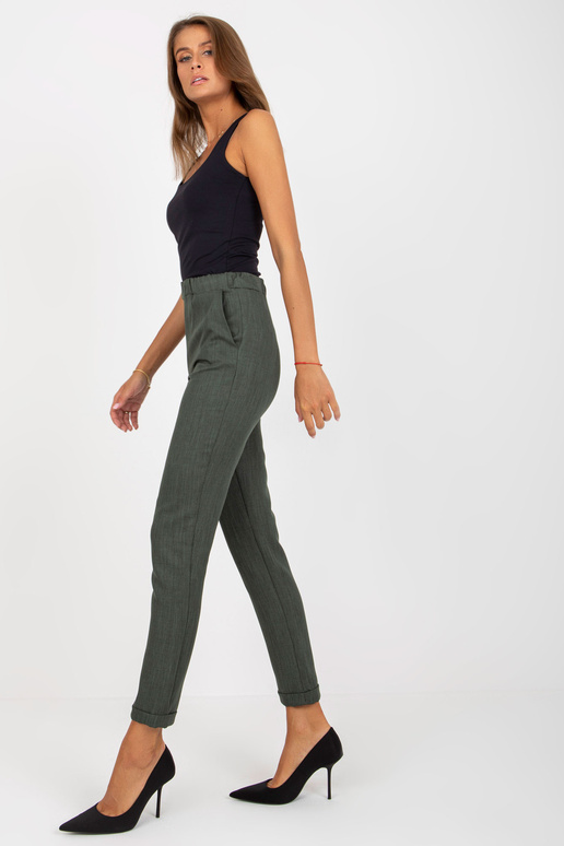 Haki krāsas sieviešu auduma bikses ar... Haki krāsas sieviešu auduma bikses ar...