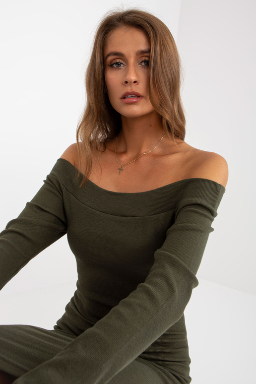 Khaki Fit Basic svītraina kleita ar...