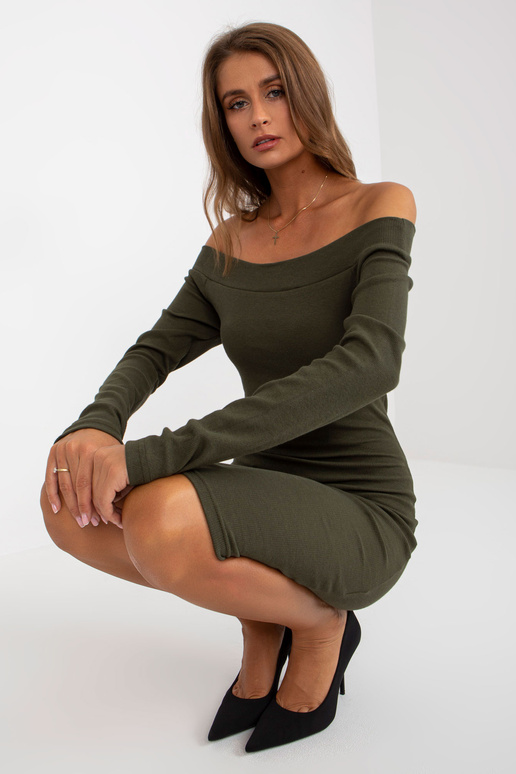Khaki Fit Basic svītraina kleita ar...