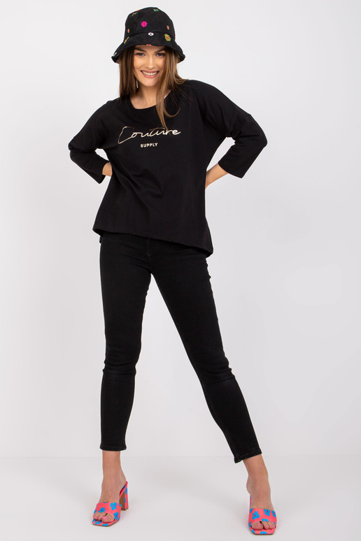 Melna ikdienas blūze ar apaļu kakla...