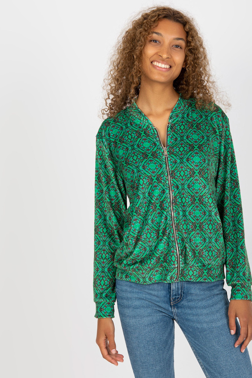 Zaļa raksta bomber džemperis ar...