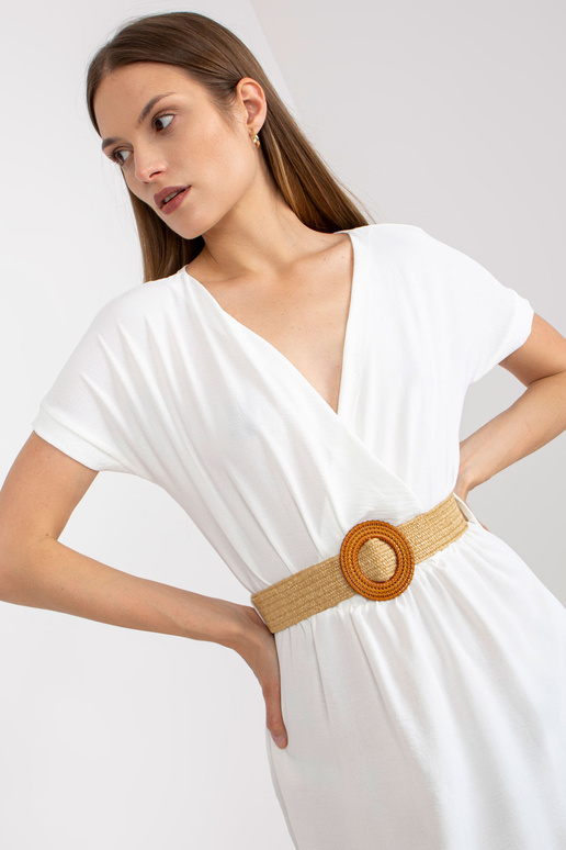 Balta ikdienas kleita ar pīto jostu...