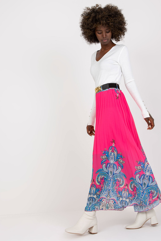 Rozā maxi kroku svārki ar jostu