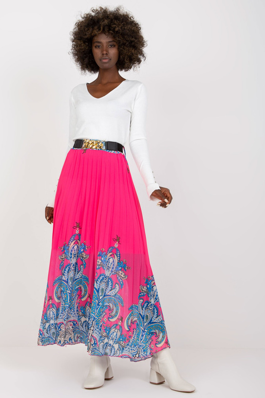 Rozā maxi kroku svārki ar jostu