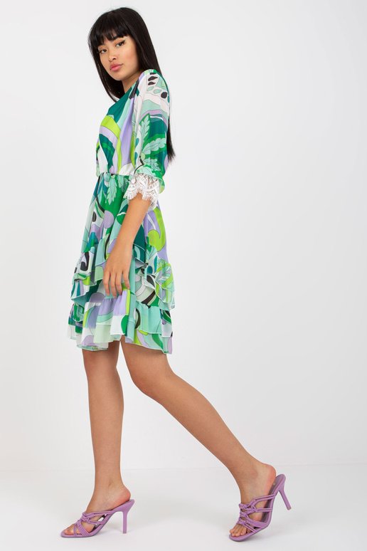 Zaļa un violeta aploksnes kleita ar...