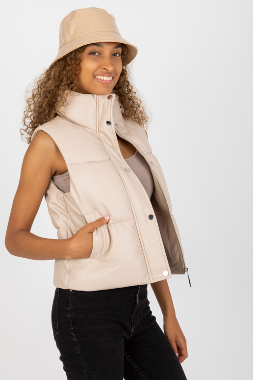 Gaiši bēša mākslīgās ādas dūnu veste