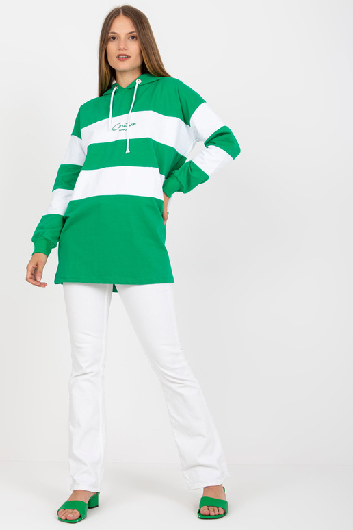 Zaļi un balti svītrains džemperis ar...