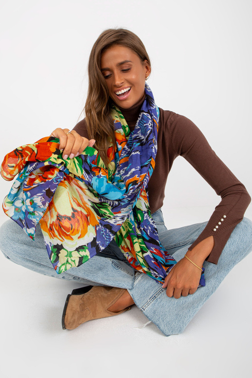 Zila un oranža šalle ar krāsainiem...