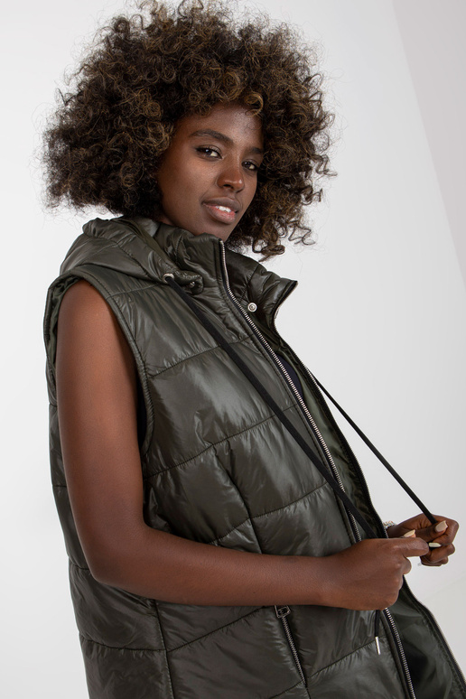 Khaki stepēta dūnu veste ar kabatām...