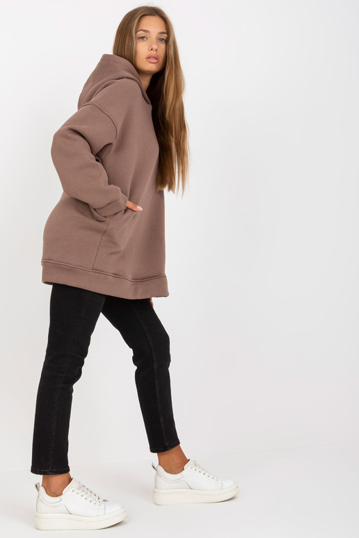 Brūnais sporta krekls ar kapuci