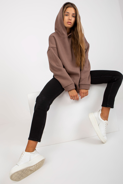 Brūnais sporta krekls ar kapuci