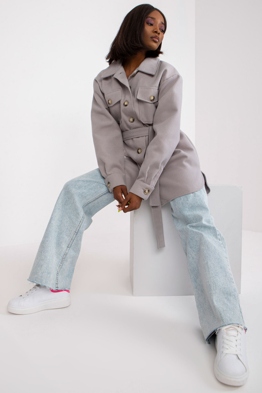 Pelēks garš top krekls ar jostu Olesia