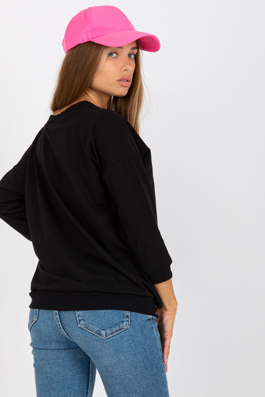 Pamata melna kokvilnas blūze ar 3/4...