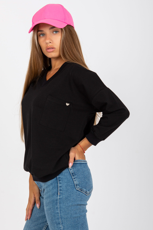 Pamata melna kokvilnas blūze ar 3/4...