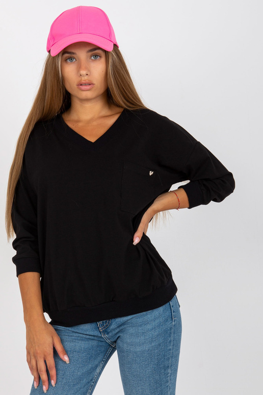 Pamata melna kokvilnas blūze ar 3/4...