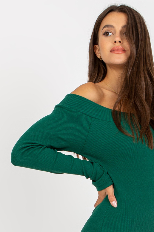 Tumši zaļa rievota pamata kleita ar...