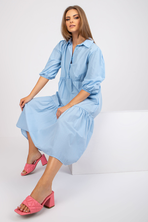 Gaiši zila kokvilnas volānu midi...