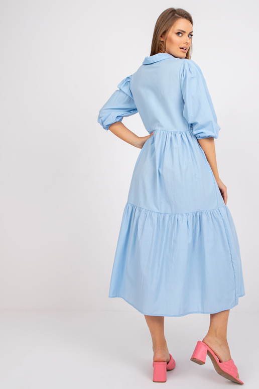 Gaiši zila kokvilnas volānu midi...