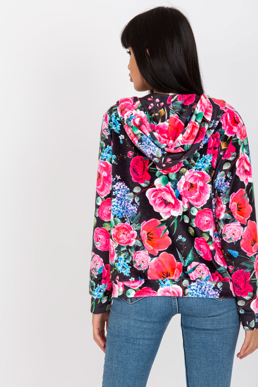 Melns un rozā velūra ziedu džemperis... Melns un rozā velūra ziedu džemperis...