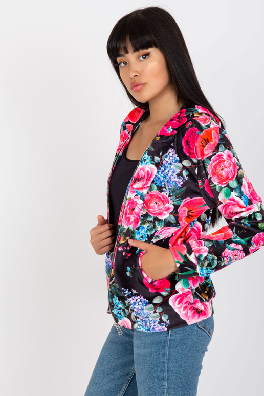 Melns un rozā velūra ziedu džemperis... Melns un rozā velūra ziedu džemperis...