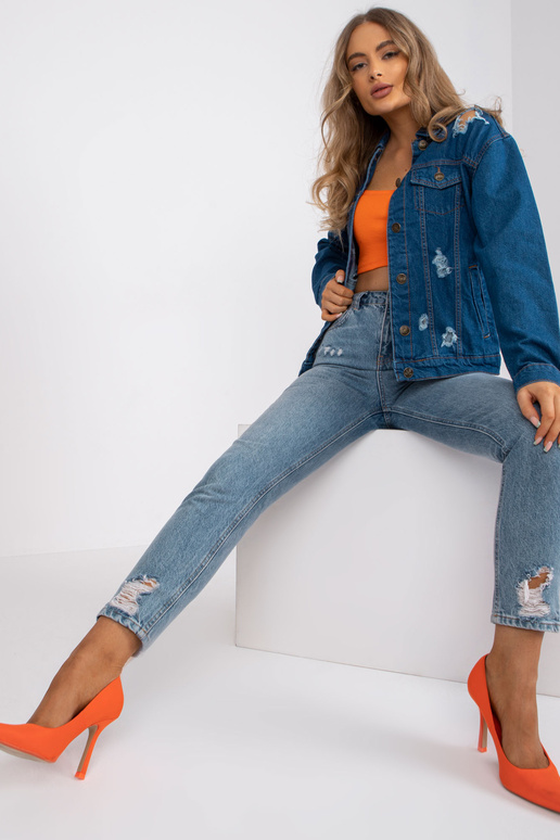 Zila džinsa jaka ar caurumiem RUE PARIS