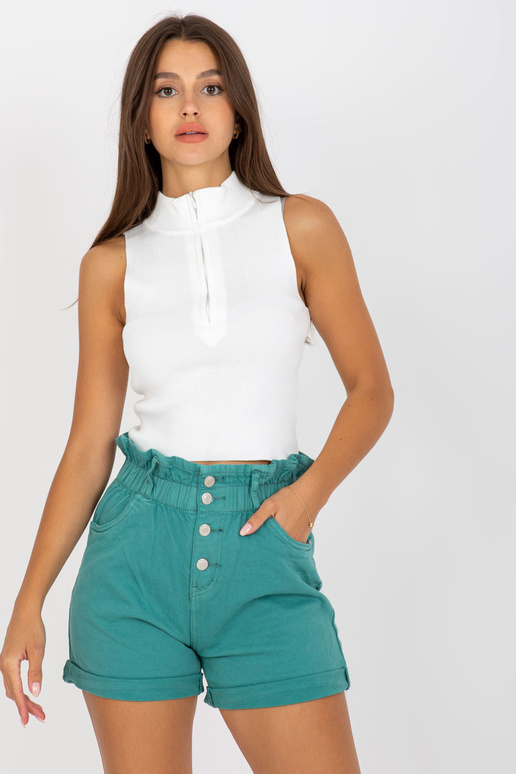 Tirkīza džinsa šorti ar augstu vidukli Tirkīza džinsa šorti ar augstu vidukli