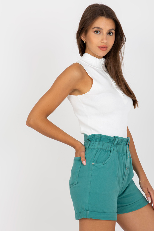 Tirkīza džinsa šorti ar augstu vidukli Tirkīza džinsa šorti ar augstu vidukli