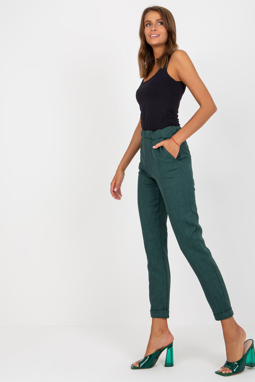 Tumši zaļas elegantas bikses no auduma Tumši zaļas elegantas bikses no auduma