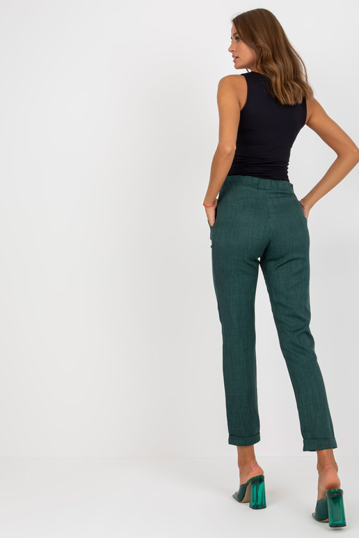 Tumši zaļas elegantas bikses no auduma Tumši zaļas elegantas bikses no auduma