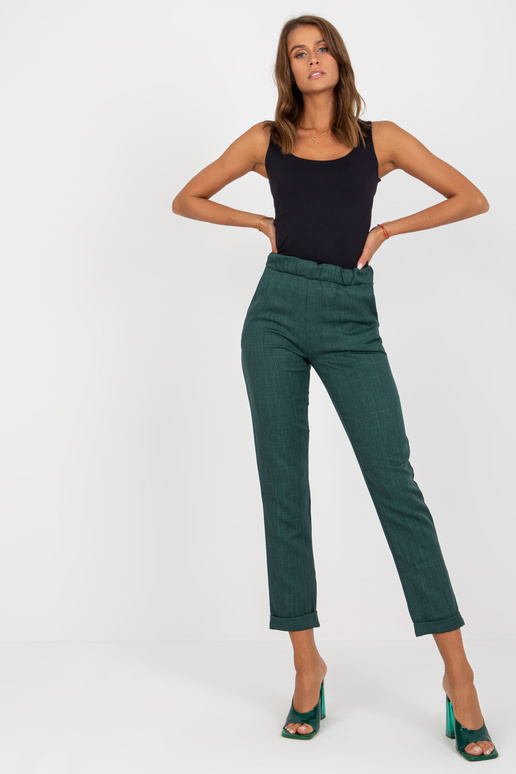 Tumši zaļas elegantas bikses no auduma Tumši zaļas elegantas bikses no auduma