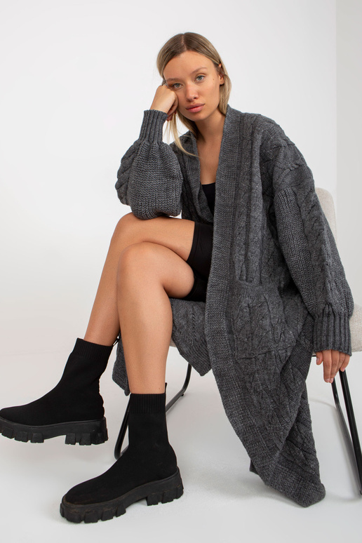 Tumši pelēka maksi jaka bizēs RUE PARIS