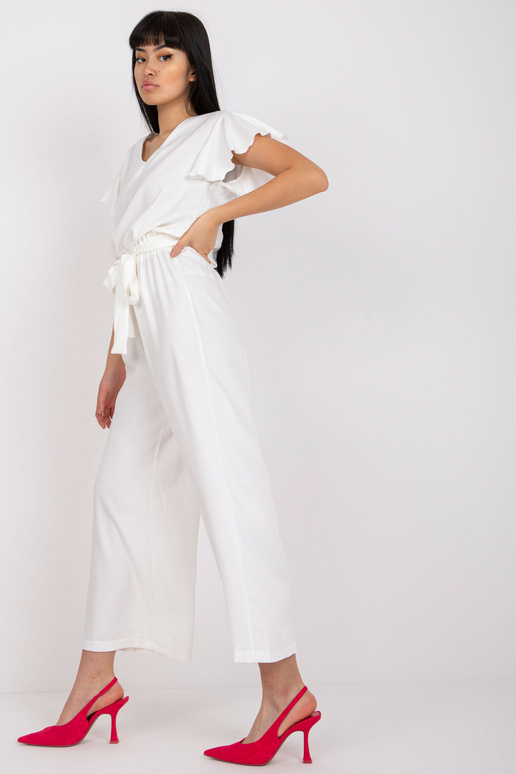 Ecru sieviešu kombinezons ar iesiešanu