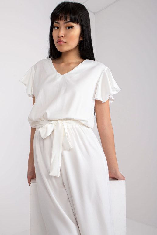 Ecru sieviešu kombinezons ar iesiešanu