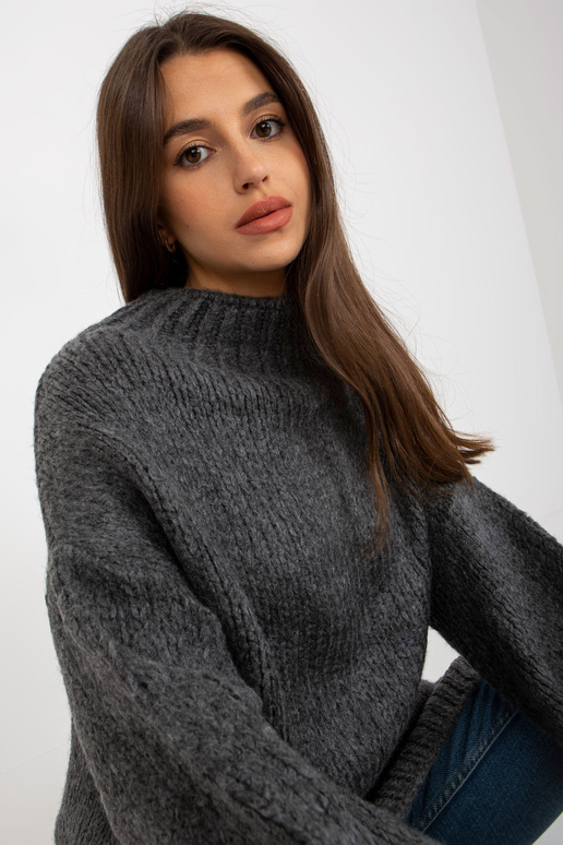 Tumši pelēka, brīva trikotāžas kleita...