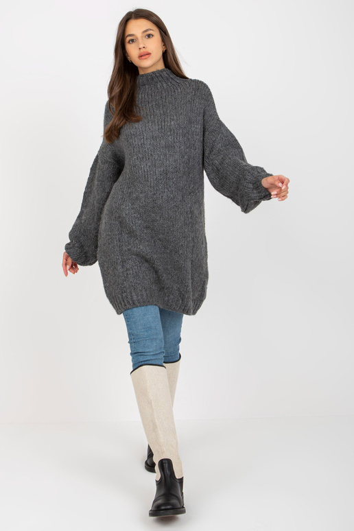 Tumši pelēka, brīva trikotāžas kleita...